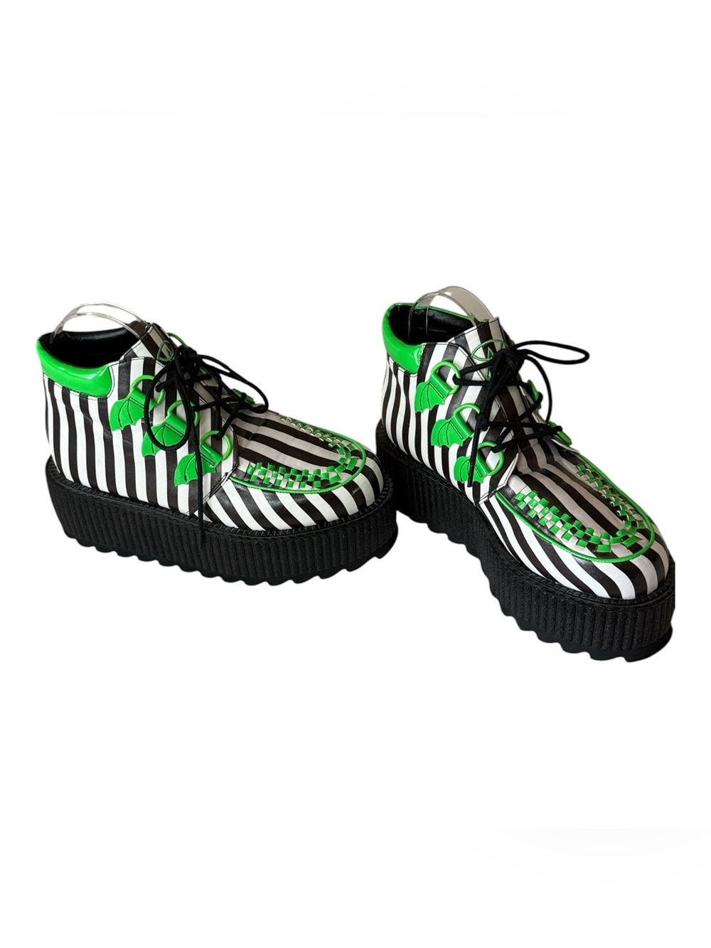 Dre Royane Cvlt Super Kreep platform creepers  black/white w/ green size 9 W,M 7